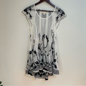 Moulinette Soeurs Ivory Sheer Embroidered Dress Size 6